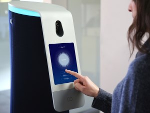 This stylish new indoor security robot fits in well with office staff article image