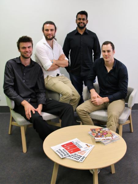 New robotic lawnmower_3 co-founders and our first Intern