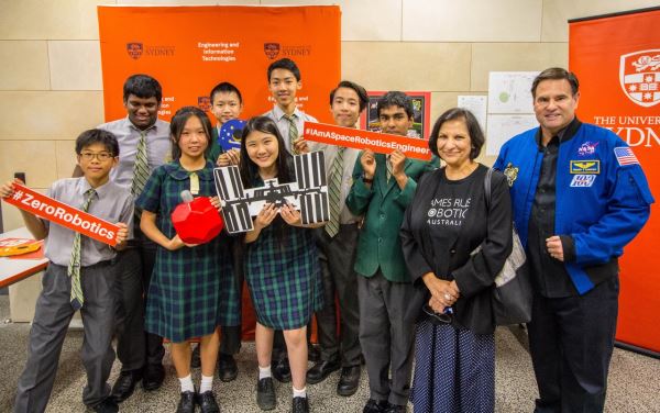 The James Ruse Agricultural High School team with former NASA astronaut Greg Chamitoff